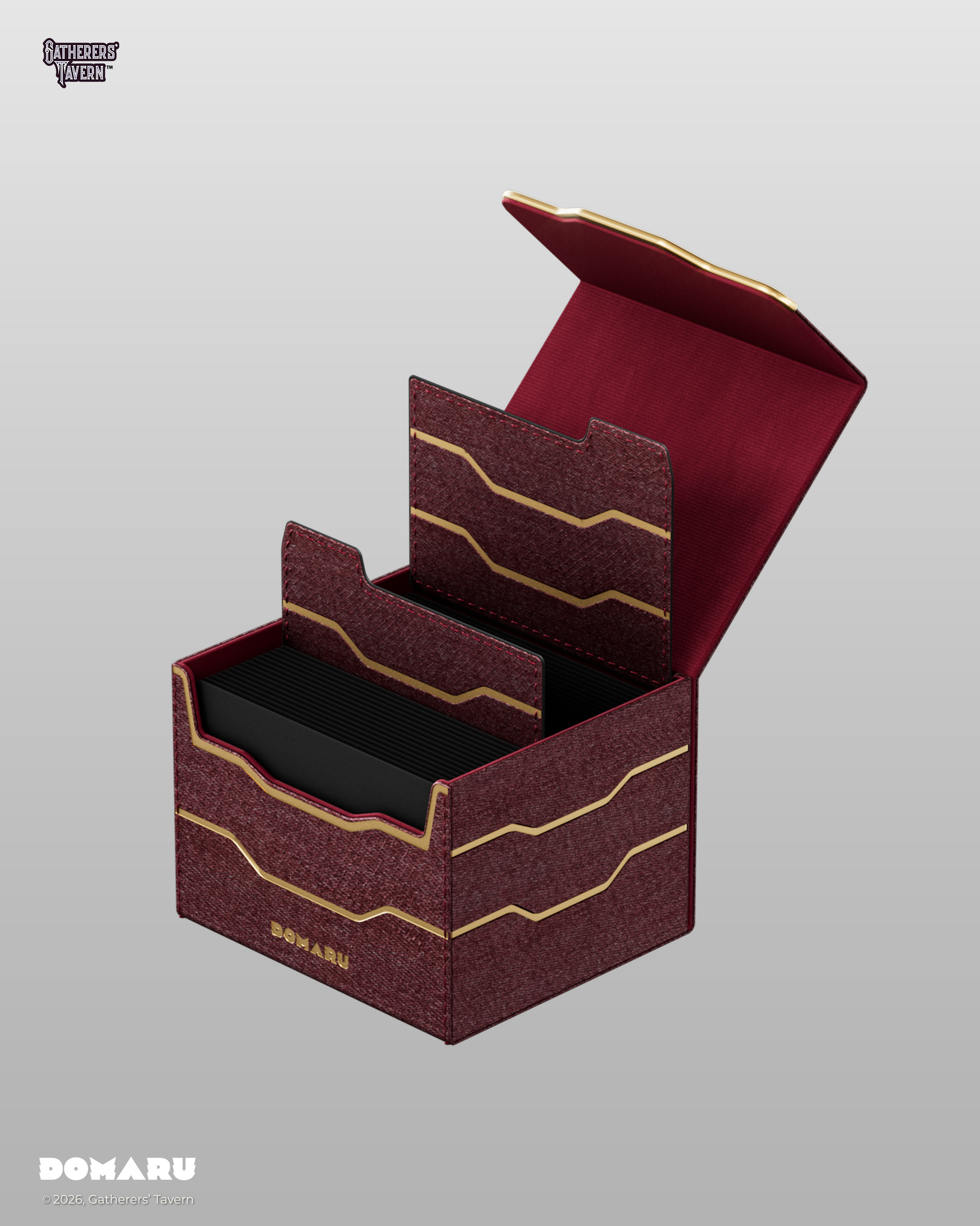 DOMARU Armory Horizon 100+ Deckbox Carnelian geöffnet – Magnetverschluss | Jungcards