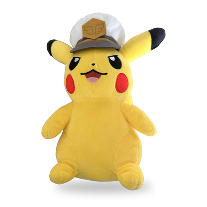 Pikachu mit weisser Muetze Pokemon Pluesch weisser Hintergrund